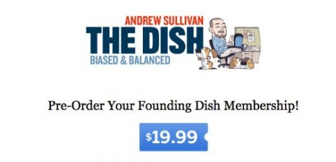 Het logo van Andrew Sullivans betaalblog The Dish.