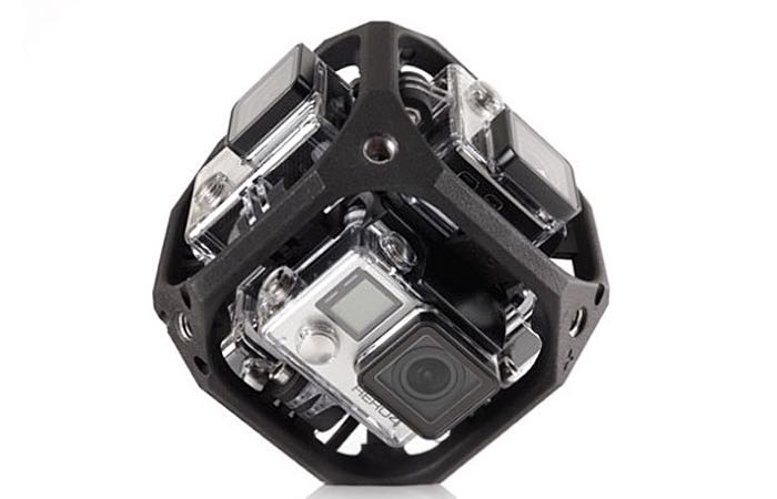 Een kubus met zes GoPro-camera's.